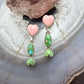 Sterling Silver Southwestern Style Sonora Gold Turquoise & Pink Conch Dangle Earrings For Women