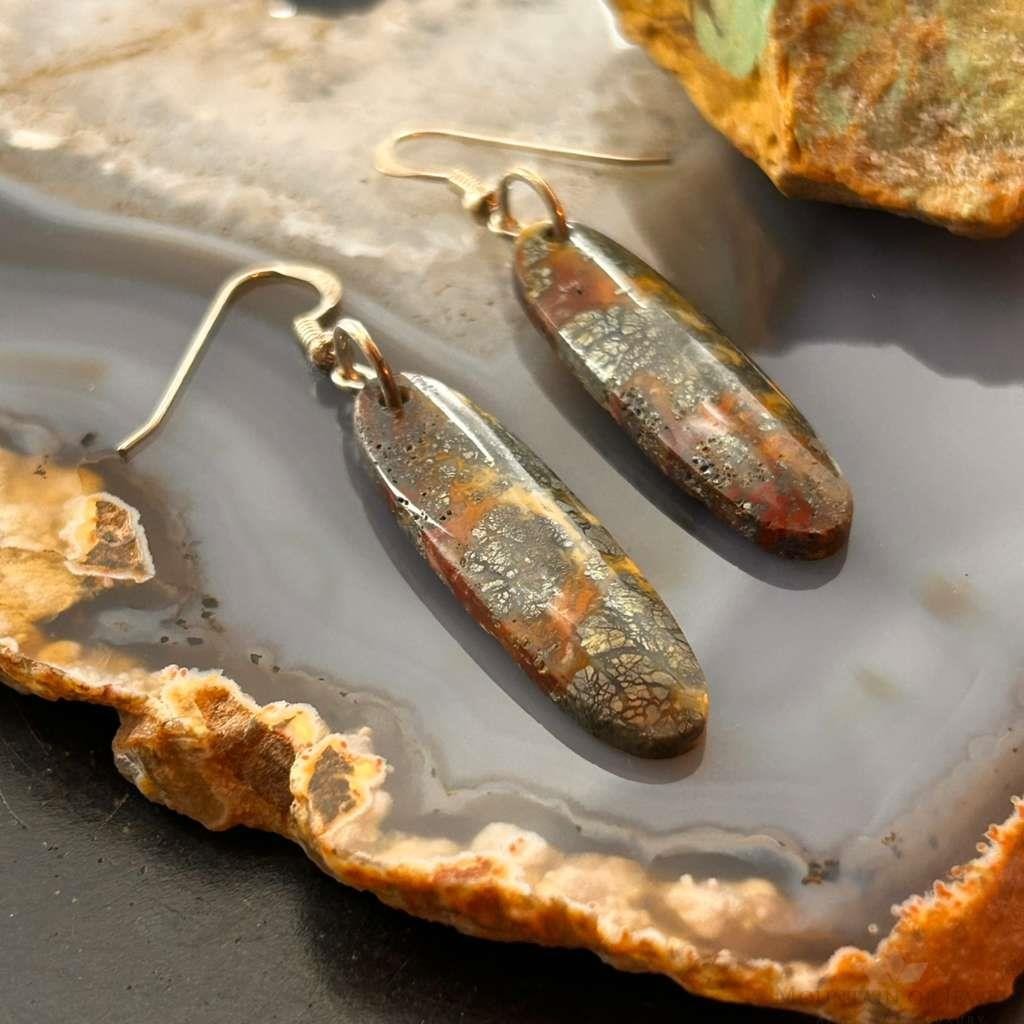 Sterling Silver Elongated Oval Red Marcasite Slab Dangle Earrings For Women #200