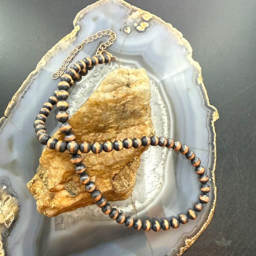 Copper Navajo Pearl Beads 6 mm Length 16"-20" Necklace  For Women