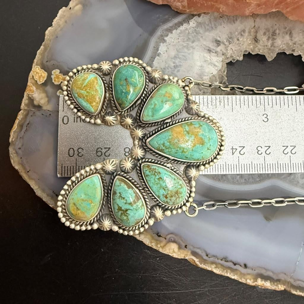 Sterling Silver Southwestern Style Royston Turquoise Naja 24" Necklace For Women