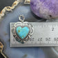 QT Quoc Sterling Silver Southwestern Style Turquoise Heart Pendant For Women