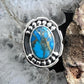 Sterling Silver Southwestern Style Oval Copper Turquoise Decorated Ring For Women