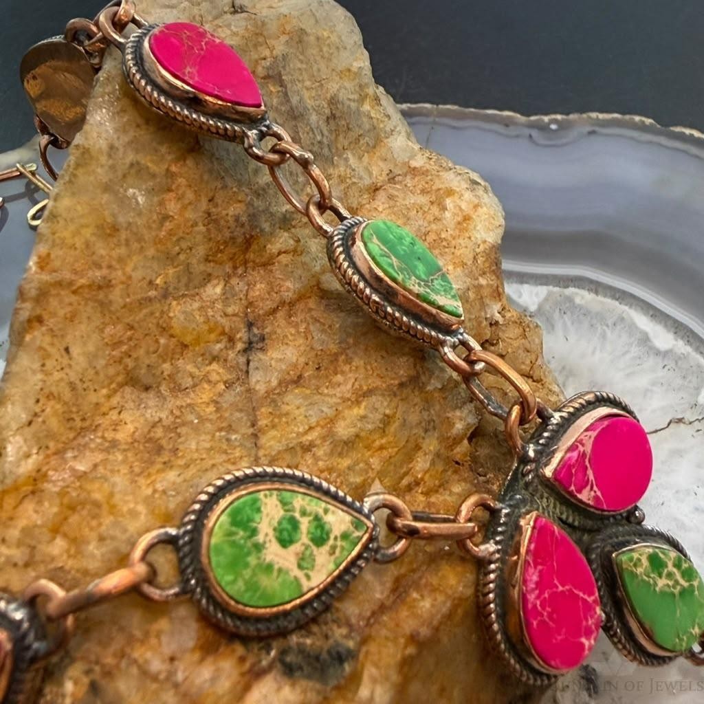 Copper Southwestern Style Sediment Jasper Lariat 22" Necklace For Women
