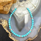 Sterling Silver 4mm Turquoise & Ridged Silver Beads 7.25" Bracelet For Women