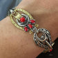 Carolyn Pollack Sterling Silver & Brass w/Red Jasper Link Bracelet For Women