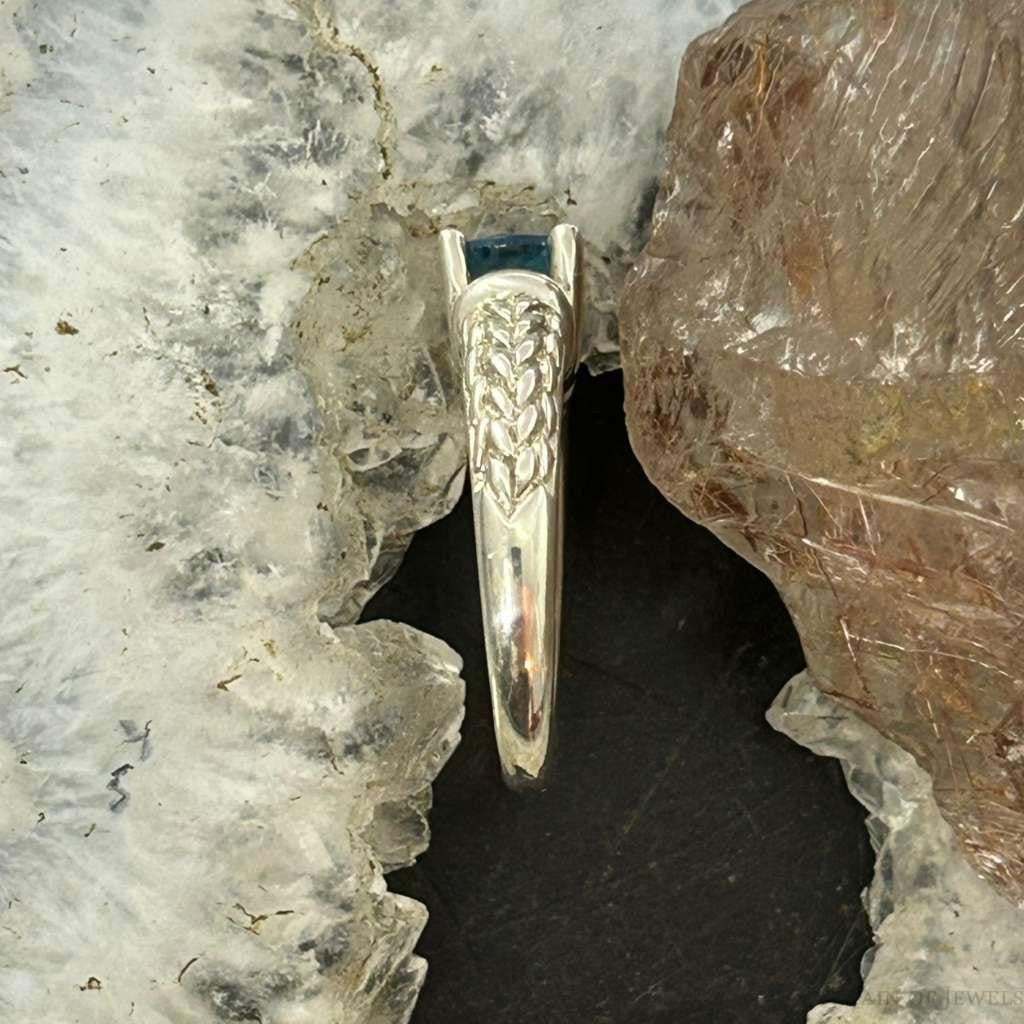 Carolyn Pollack Sterling Silver Faceted Blue Topaz Decorated Ring Size 7 For Women