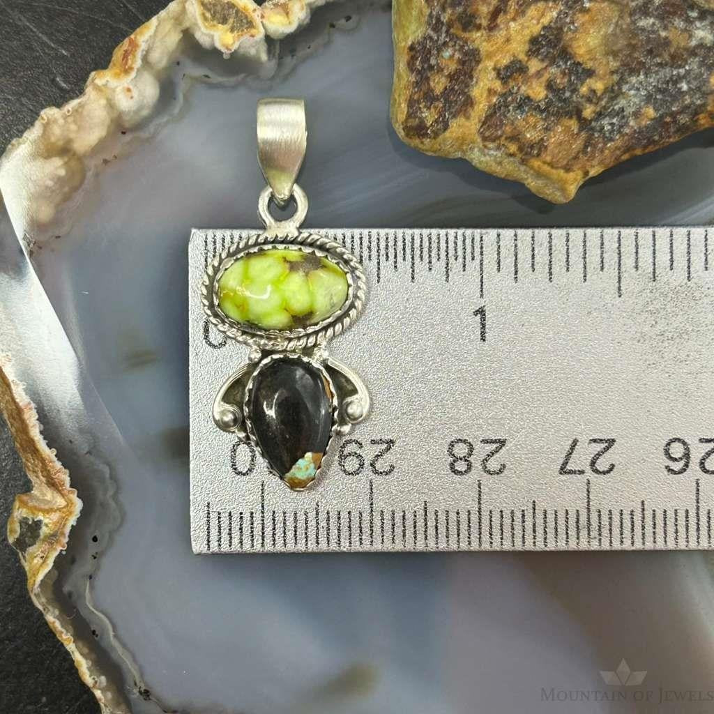 Sterling Silver Southwestern Style Palomino & Blackjack Pendant For Women