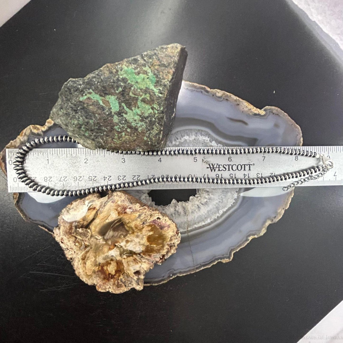 Sterling Silver Southwestern Style 4 mm Navajo Pearl Saucer Beads 18"- 20" Necklace For Women