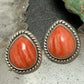 Sterling Silver Southwestern Style Teardrop Orange Spiny Oyster Stud Earrings For Women