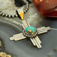 Sterling Silver Southwestern Style Round Mohave Turquoise Unisex Zia Pendant