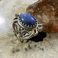 Carolyn Pollack Southwestern Style Sterling Silver Oval Denim Lapis Decorated Ring For Women