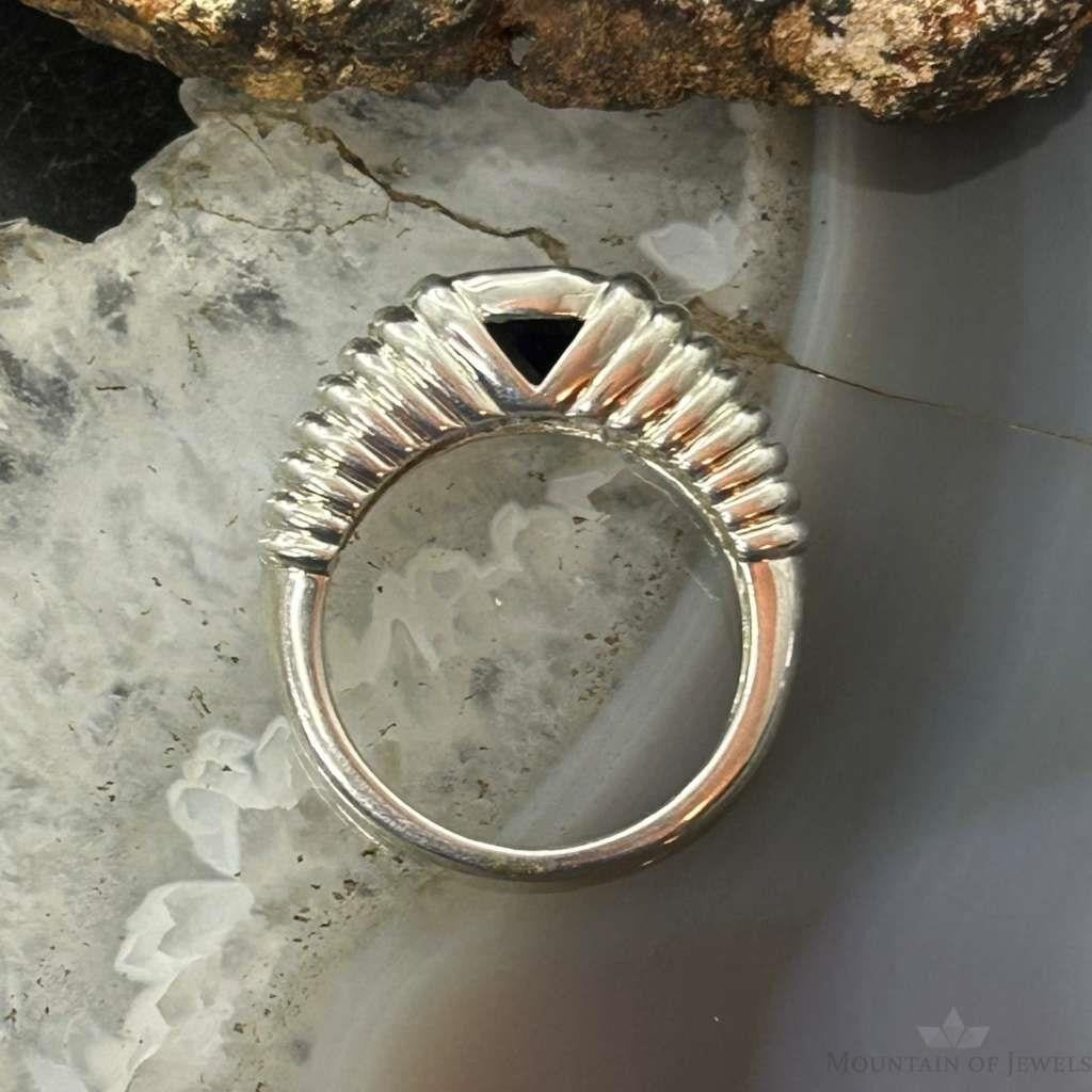 Carolyn Pollack Sterling Silver Faceted Sapphire Decorated Ring For Women
