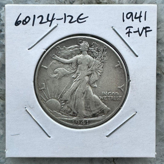 1941 90% Half Silver Dollar Walking Liberty F-VF #60124-12E