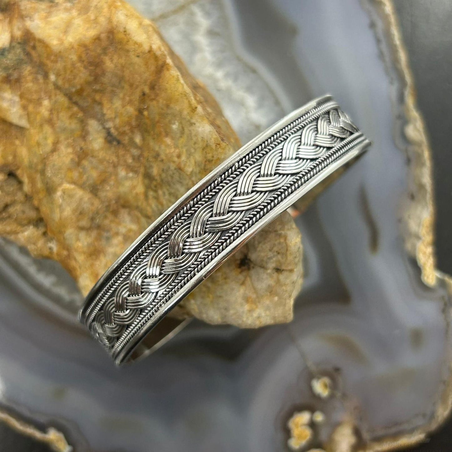 Sterling Silver Flexible & Adjustable Braided Fashion Bracelet For Women #1