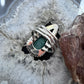 Sterling Silver Southwestern Style Elongated Teardrop Malachite Decorated Ring Size 9 For Women