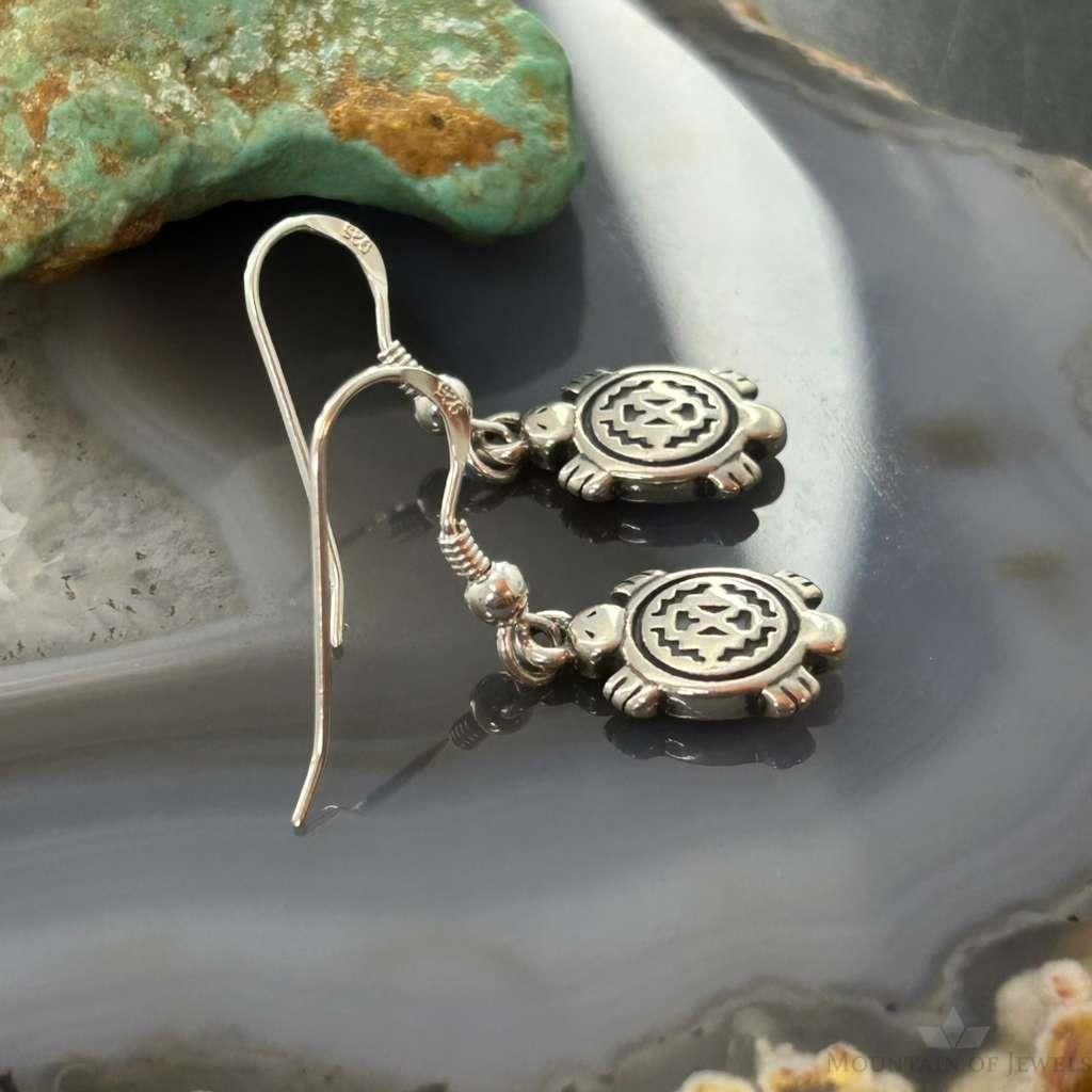 Carolyn Pollack Sterling Silver Tiny Turtle Dangle Earrings For Women