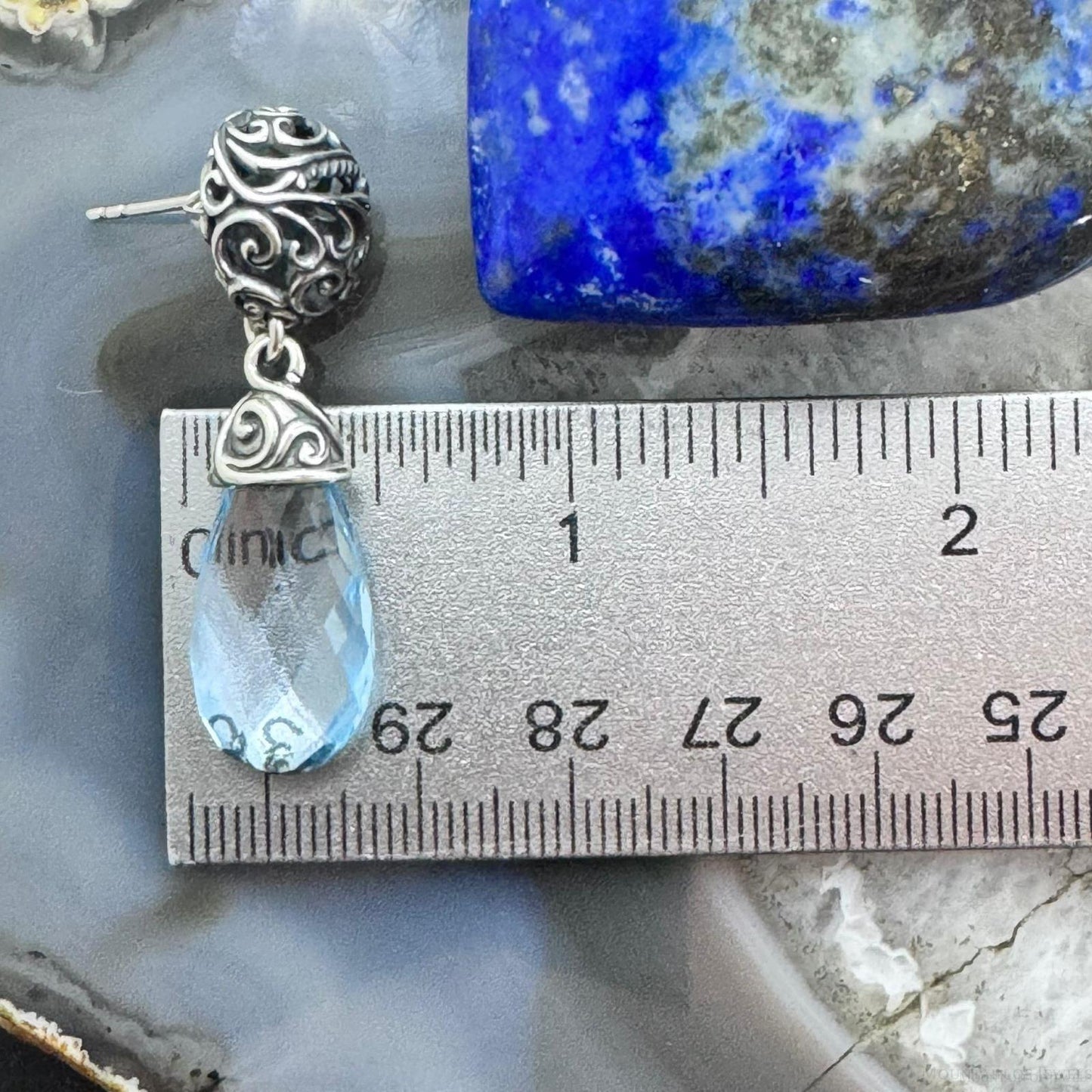 Carolyn Pollack Sterling Silver Faceted Teardrop Blue Topaz Dangle Earrings For Women