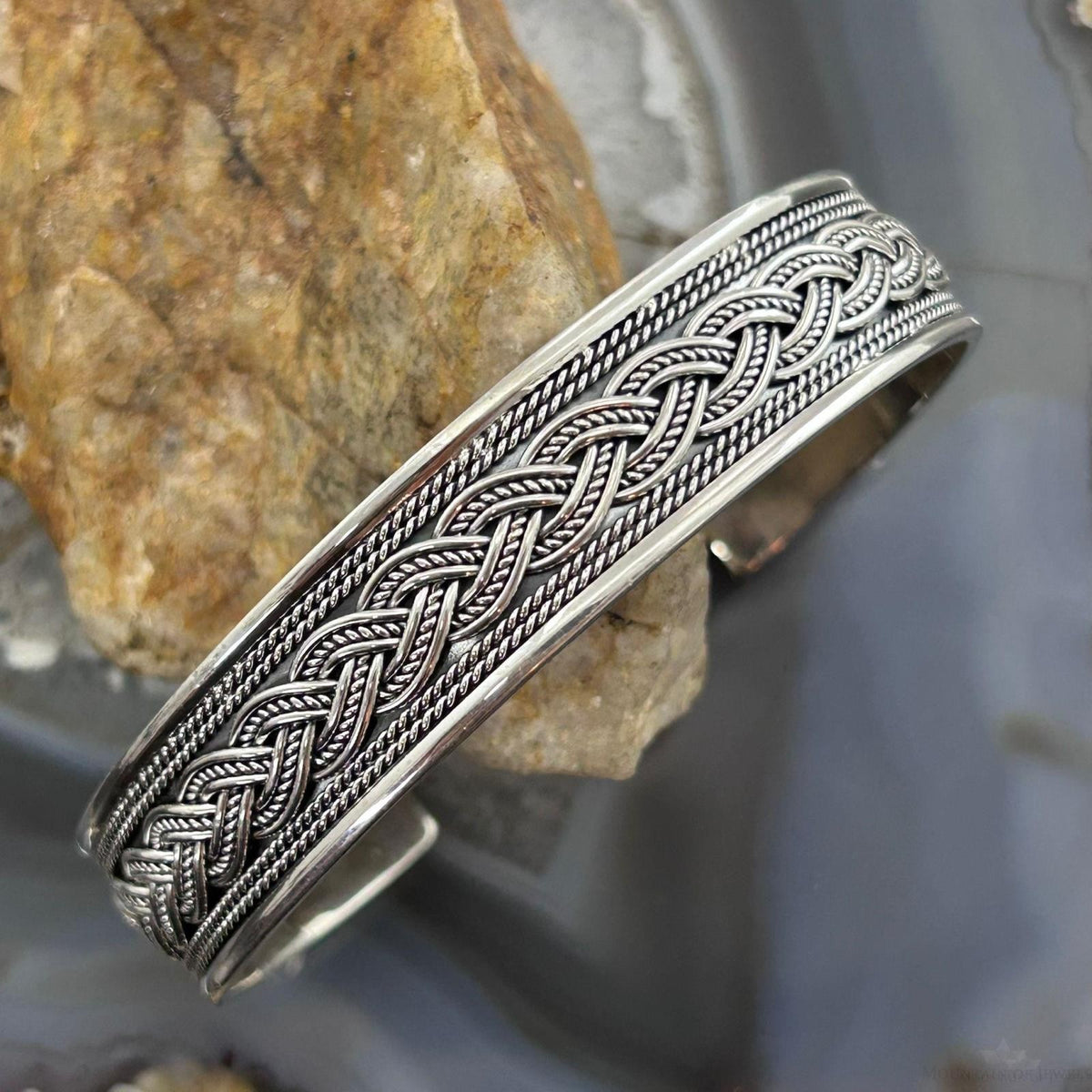 Sterling Silver Flexible & Adjutable Decorated Braided Fashion Bracelet For Women #1