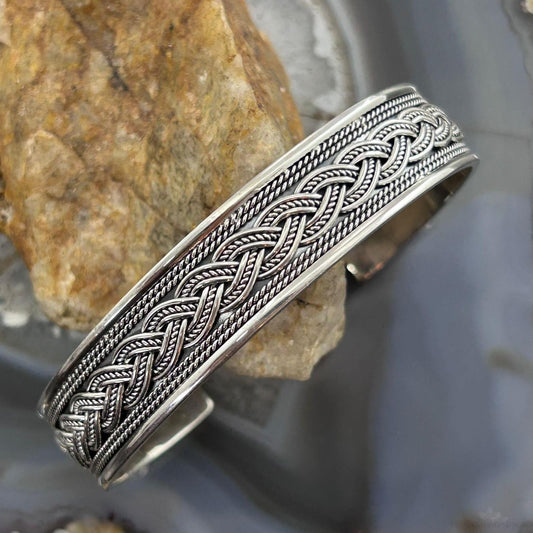 Sterling Silver Flexible & Adjutable Decorated Braided Fashion Bracelet For Women #1