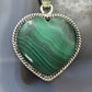Sterling Silver Southwestern Style Malachite Heart Pendant For Women #1