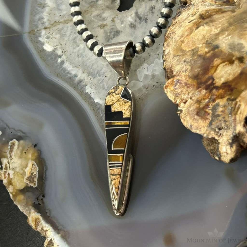 David Rosales Supersmith, Inc Sterling Silver Native Earth Multi Stone Inlay Unisex Pendant