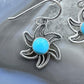 Sterling Silver Blue Turquoise Flower Dangle Earrings For Women