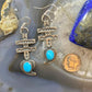 Kevin Billah Native American Sterling Silver Turquoise Cross & Heart Dangle Earrings For Women