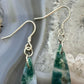 Sterling Silver Triangle Moss Agate Slab Dangle Earrings For Women #234