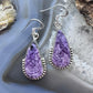 Sterling Silver Southwestern Style Teardrop Charoite Decorated Dangle Earrings For Women