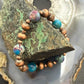 Southwestern Style 4-8mm Copper Navajo Pearl Beads &10mm Jasper Stretch Bracelet For Women