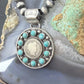 Genuine 1908 90% Silver Barber Head Dime Coin w/Mohave Turquoise Unisex Pendant