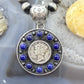 Genuine 1943 90% Silver Mercury Dime Coin w/Lapis Decorated Unisex Pendant