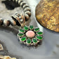 Native American Sterling Silver Pink Conch &Chalcedony Cluster Pendant For Women