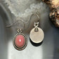 Sterling Silver Southwestern Style Oval Pink Conch Dangle Earrings For Women