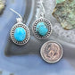 Sterling Silver Southwestern Style Oval Turquoise Dangle Earrings For Women