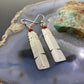David Kuticka Native American Sterling Silver Feather w/Coral Dangle Earrings #1