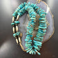 Vintage Native American Large & Heavy Rough Turquoise Beads w/MOP Necklace For Women