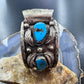 Vintage Signed Native American Sterling Silver 4 Kingman Turquoise Watch Cuff For Men