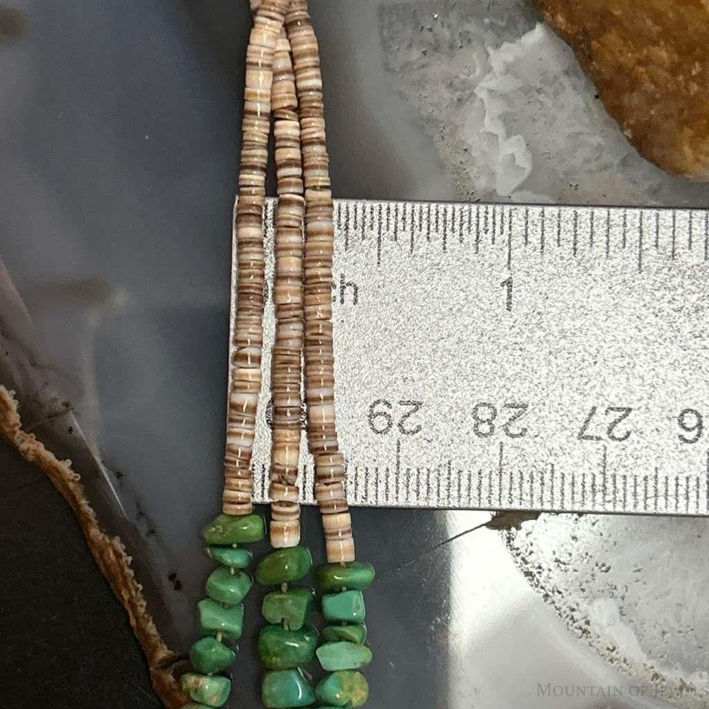 Vintage Native American 3 Strands Natural Turquoise Heishi Necklace For Women