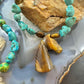 Vintage Kingman Turquoise & Tiger's Eye Beads Necklace w/Horse Head 24" Necklace For Women