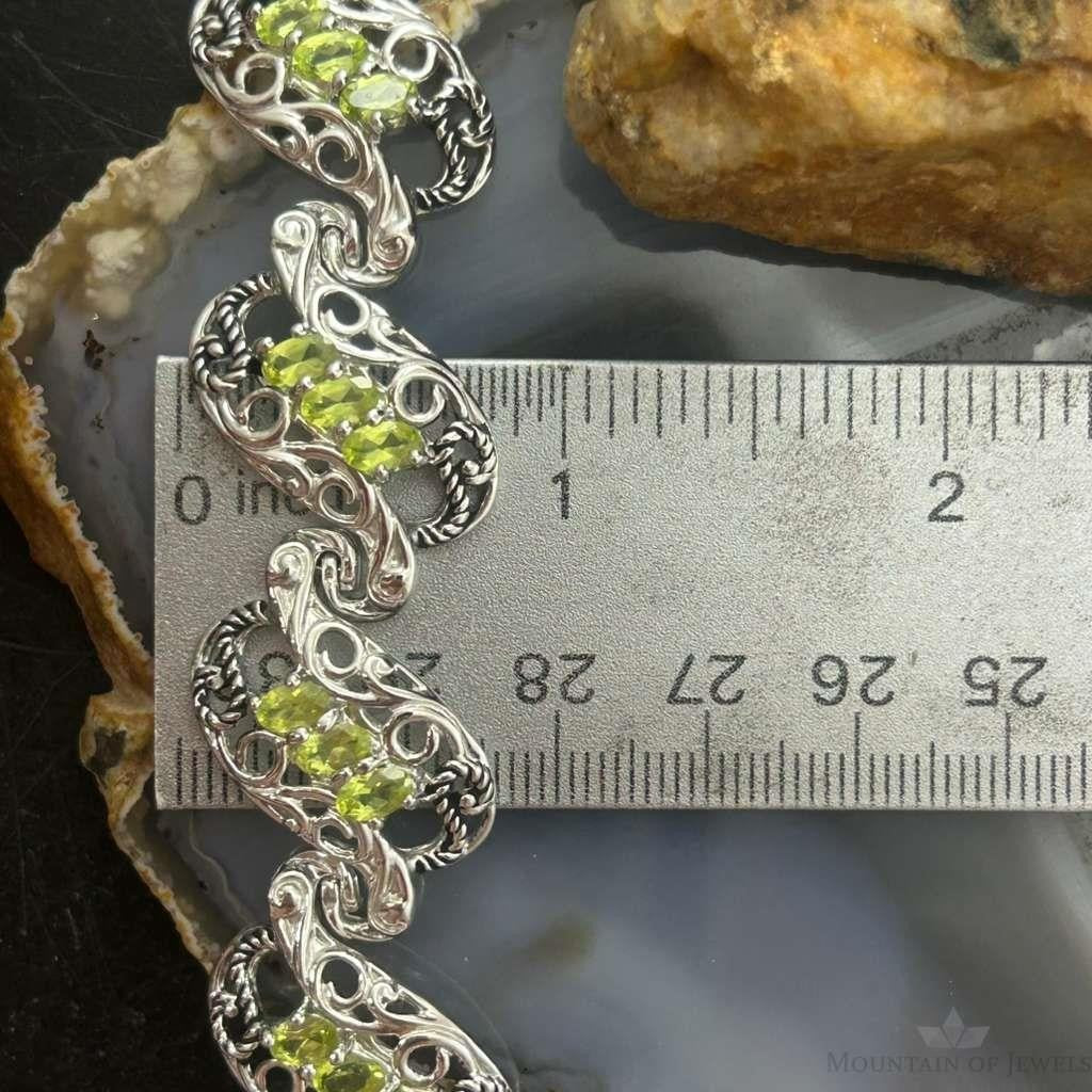 Carolyn Pollack Sterling Silver 18 Faceted Peridot Foldover Link Bracelet For Women