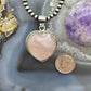 Sterling Silver Southwestern Style Pink Quartz Heart Shape Pendant For Women