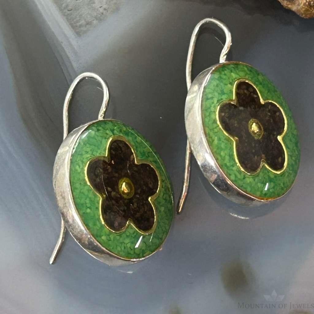 Carolyn Pollack Sterling Silver Turquoise&Amethyst Chip Inlay Dangle Earrings For Women