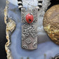 Cordell Pajarito Sterling  Silver Mediterranean Coral Tufa Cast Decorated Unisex Pendant