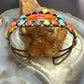Signed Vintage Native American Sterling Silver Multi Stone Cluster Bracelet For Women