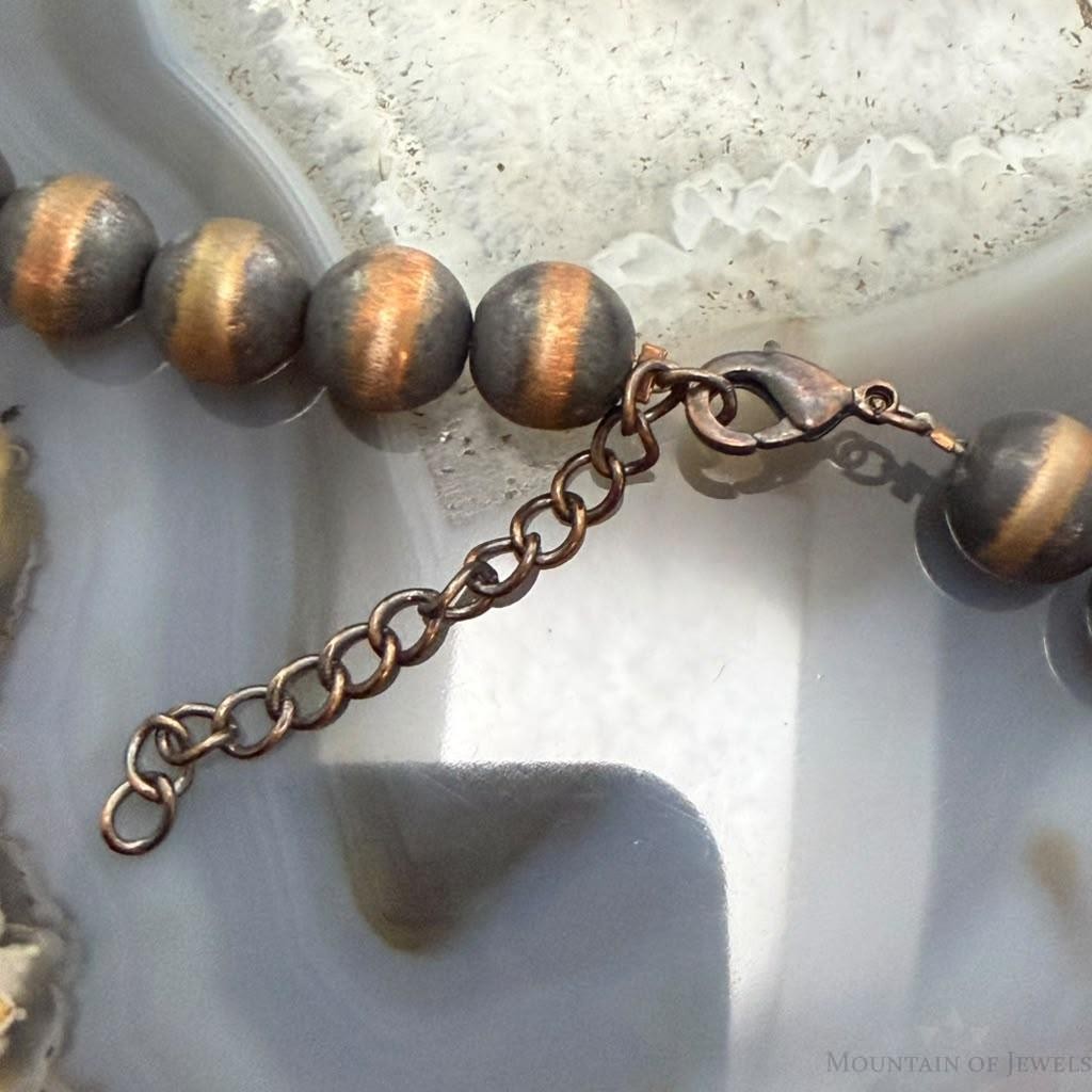 Copper Navajo Pearl Beads 10 mm Necklace Length 20"-22" For Women