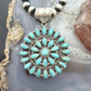 Sterling Silver Southwestern Style Teardrop Blue Mohave Turquoise Round Cluster Pendant