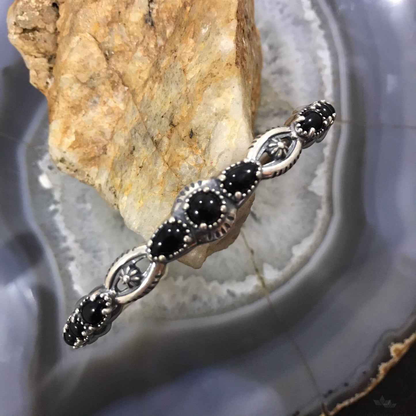 Carolyn Pollack Sterling Silver 9 Black Onyx Single Row Bracelet For Women