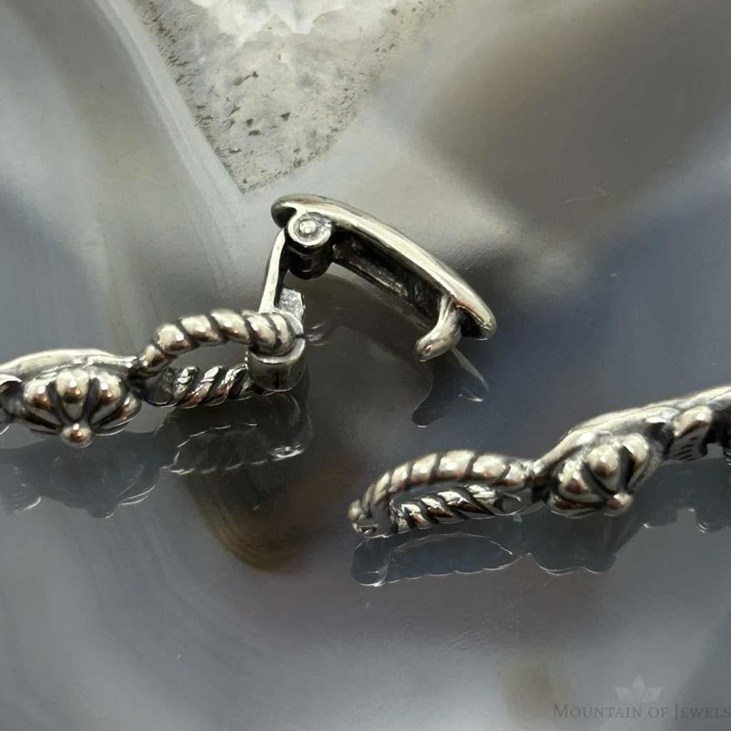 Carolyn Pollack Sterling Silver 7 Oval Snowflake Obsidian Bracelet For Women