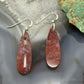 Sterling Silver Teardrop Plum Moss Agate Slab Dangle Earrings For Women #534